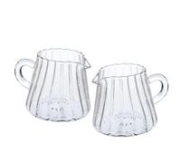 UKCOCO Jarra de Vidrio de Borosilicato Alta 200 Ml Transparente 2 Piezas para Espumar Leche y Dispensar Crema, Taza Pequeña Resistente al Calor para Café y Espresso en Hogar y Cocina