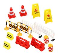 UKCOCO Juego de 14 piezas para señales de tráfico infantil, conos en miniatura y barricadas de tráfico para aprendizaje creativo para escenas de bricolaje y educación vial
