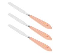 UKCOCO Juego de 3 Espátulas para Pintar al Óleo de Acero Inoxidable Mango de Madera, Cuchillos Mezcladores Versátiles para Paleta de Arte, Herramienta Precisa para Acuarela y Pintura