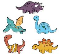 UKCOCO Juego de 5 Broches de Dinosaurio Esmaltados para Mujer, Pines de Solapa y Alfiler de Cuello, Accesorios Coloridos para Mochilas y Ropa, Regalos Originales para Amantes de Fauna