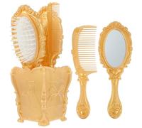 UKCOCO Juego de 5 Cepillos y Peines Cabello con Soporte de Almacenamiento Dorado, Cerdas Indoloras para Masaje del Cuero Cabelludo, Adecuado para Todo Tipo de Cabello y Uso en Tocador