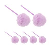 UKCOCO Juego de 6 Bolígrafos Rollerball de Gel Pompón de Peluche Color Morado, Bolígrafo Decorativo Ergonómico Antideslizante para Material Escolar, Papelería Creativa y Suministros
