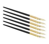 UKCOCO Juego de 6 Plumas de Inmersión para Caligrafía Artística con Puntas Metálicas Doradas Herramienta de Escritura con Flujo de Tinta Uniforme para Principiantes y Bocetos Detallados