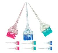 UKCOCO Juego de 9 Brochas para Teñir el Cabello Brochas Aplicadoras de Plástico Transparentes Azul Rosa y Verde Mango Ergonómico para Mechas Coloración Precisa Salones y Uso