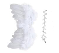 UKCOCO Juego de Accesorios para Fotos de Recién Nacidos con Diadema de Hojas Blancas y Alas de Ángel Plateadas Set Ligero y Cómodo para Shower y Fotografía Infantil