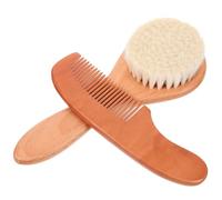 UKCOCO Juego de Cepillo de Lana y Previene Caspa Láctea Peine de Madera Desenreda Delicadamente el Cabello del para Bebés Recién Nacidos