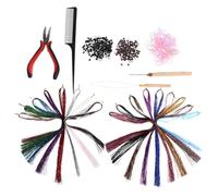UKCOCO Juego de Extensiones de Cabello Oropel de 93 CM 17 Colores Brillantes 5400 Mechones Resistentes al Calor Kit 8 Herramientas y Manual para Fiestas y Festivales