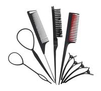 UKCOCO Juego De Peines De Barbero Peinar Cabello Negro 9 Piezas Set Completo Peine De Para Hombres y Mujeres Uso Diario Salón De Belleza Viaje