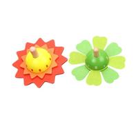 UKCOCO Juguete de Peonzas Giratorias de Madera para Niños Pequeños Tamaño Mini Colores Amarillo y Verde Antiestrés Juguetes Educativos para Coordinación Mano-Ojo 2 Piezas