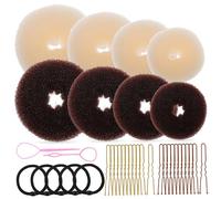 UKCOCO Kit Para Hacer Moños Moldes Para Moños Incluye Donuts Pequeños Pinzas Fijas y Elásticos Para Crear Peinados Ocasiones Especiales