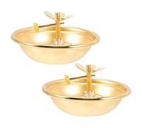 UKCOCO Lámparas de Aceite de Ghee Ajustables de Aleación 2 Unidades Tamaño Pequeño Color Dorado Vintage para Uso Interior en Oración Decoración de Altar y Ambiente Espiritual