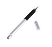 UKCOCO Lápiz Capacitivo Multifunción 2 1 para Smartphones y Tablets, Punta Redonda y Fina, Material Metálico Plateado, Herramienta De Escritura Táctil, Diseño Compacto para Usuarios Móviles