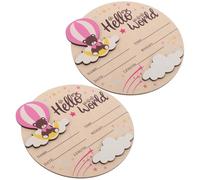 UKCOCO Letreros de Madera Redondos para Fotos de Recién Nacidos 2 Piezas Accesorio para Recuerdo de Nacimiento de Niña Decoración para Primer Día y Meses Color Rosa