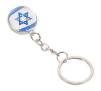 UKCOCO Llavero Creativo Colgante Doble Cara de Globo de Cristal, Accesorio para Llaves Bandera de Israel, Diseño Transparente y Metálico, Adecuado para Mujer y Uso Diario
