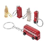 UKCOCO Llaveros de Aleación Británicos 5 Piezas Colgantes de Autobús Rojo, Cabina Telefónica, Buzón y Reloj Icónico en Plata y Dorado, Llavero Decorativo para Coche y Obsequio de Fiesta