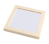 UKCOCO Marco de Fotos Cuadrado de Madera Maciza para Fotos y Postales | Soporte de Sobremesa Estable, Acabado Beige, Estilo Rústico y Moderno, para Salón, Oficina y Decoración