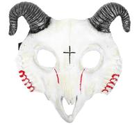 UKCOCO Máscara 3d de Cabra para Fiesta de Halloween, Disfraz de Cosplay en Pu, Decoración Facial de Cráneo Animal Lágrimas de Sangre, Adecuado para Carnaval y Festivales