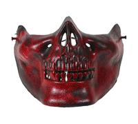 UKCOCO Máscara de Calavera de Media Cara Roja Antigua 3 Piezas para Disfraz de Halloween y Fiesta Máscara Facial de Cráneo Parcial Realista para Cosplay y Carnaval