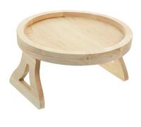 UKCOCO Mesa de Reposabrazos Plegable de Madera Natural para Sofá Bandeja Redonda Auxiliar para Snacks Portátil y Multifuncional para Uso Cama y Exteriores
