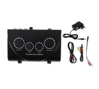 UKCOCO Mezclador de Audio Profesional con Cable y Adaptador de con Doble Entrada de Micrófono de y Suministro de Energía Estable, Color Negro para Karaoke