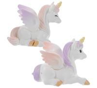 UKCOCO Mini Estatua de Unicornio de Resina Ligera y Fácil de Adornar, Juego de Adornos para Fiesta de Cumpleaños y Microadorno Paisajístico en 2 Piezas