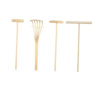 UKCOCO Mini Rastrillos de Bambú 4 Pcs Juguetes Decorativos Rastrillos Zen Accesorios para Mesas de Arena Manualidades Creativas de Estrés
