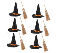 UKCOCO Mini Sombrero de Bruja y Escoba de Fieltro para Manualidades y Adornos de Pequeños Accesorio de Reutilizable y Compacto