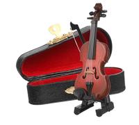 UKCOCO Mini Violín de Madera Realista con Estuche y Arco Decoración de Escritorio Detallada para Fotografía y Adorno Hogar para Rústicos y Vintage