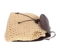 UKCOCO Mochila Escolar Bolso Portátil con Bolsillo Interior de Rafia Beige y Correas Ajustables Estilo Casual y Reutilizable para Oficina y Escuela