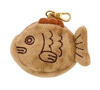 UKCOCO Monedero Pequeño para Monedas Forma de Pez Taiyaki de Felpa Color Caqui, Bolso Portátil para Guardar Pequeños Objetos, Adecuado para Trabajo y Escuela