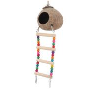 UKCOCO Nido Colgante para Pájaros Hecho de Cáscara Natural con Escalera, Cama para Loros y Aves Pequeñas, Tamaño Mediano, Accesorio para Jaulas de Pájaros, Adecuado para Mascotas