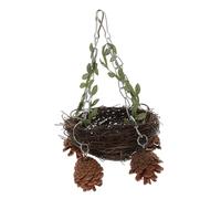 UKCOCO Nido de Ratán Natural Colgante para Periquitos y Nido con Columpio para Jaulas de Aves Pequeñas y Medianas Accesorio Duradero para Descanso y Entretenimiento