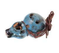 UKCOCO Ocarina de Cerámica de con Acabado Azul de Flor Instrumento Musical Ligero y Portátil para Principiantes y Aficionados para Tocar y Historias
