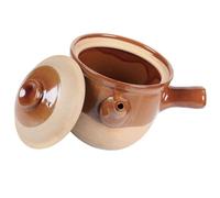 UKCOCO Olla Pequeña de Barro para Cocinar 3l, Cazuela China de Arcilla Semigres, Utensilio para Estofados y Guisos, Olla Tradicional para Medicina, Resistente y Fácil de Limpiar