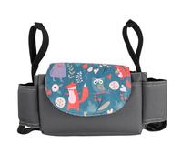 UKCOCO Organizador de Cochecito de Ñiño Multifuncional, Bolsa Colgante para Carrito Diseño Animal Forest, Almacenamiento para Biberón y Pañales, Bolsa para Silla de Paseo Práctica