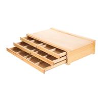 UKCOCO Organizador de Madera para Pinceles de Pintura 3 Niveles y Cajones Caja de Almacenamiento Portátil para Escritorio Multiuso para Artistas y Manualidades Caja Organizadora de