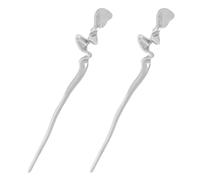 UKCOCO Palillos Cabello Chinos 2 Piezas Tamaño Medio Metal Antiguo Color Plata Accesorios Para Peinar Mujer Estilo Vintage Para Moños y Banquetes