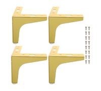UKCOCO Patas de Metal Dorado Triángulares para Muebles 10 Cm de Altura, Kit de 4 Patas para Sofá, Mesa, Escritorio y Armario Tornillos, Soporte Resistente para Sala y Comedor