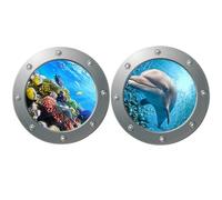 UKCOCO Pegatinas 3D para Pared Diseño Submarino Calcomanías Decorativas de Animales Marinos Set de 2 Unidades para Dormitorio Sala y Hogar Adhesivas y Fáciles de Aplicar