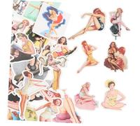 UKCOCO Pegatinas Decorativas Retro Póster para Habitación De Hombres, Estilo Vintage Mujer Graffiti, Adhesivas PVC Impermeables para Equipaje, Skate y Manualidades, 50 Unidades Multicolor