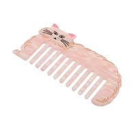 UKCOCO Peine Antiestático de Ácido Acético Rosa para Cabello Rizado, Dientes Anchos, Tamaño 12×6 Cm, Peine Portátil de Bolsillo Diseño de Gato para Masaje y Cuidado Diario del Cabello