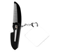 UKCOCO Peine de Barba Plegable Pequeño Dientes Finos y Espejo Cuadrado, 1 Unidad, Compacto y Portátil, para Hombres Barba y Uso Diario, Llavero Práctico y Resistente
