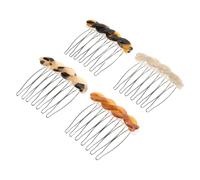 UKCOCO Peines Laterales Pequeños de Acetato 4 Piezas para Mujer, Colores Claro, Café y Carey, Peines Franceses para Peinar Flequillo y Recogidos, Accesorio Compacto para Fiestas y Uso