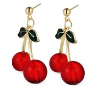 UKCOCO Pendientes Colgantes De Cereza Para Mujer Aretes Ligeros De Aleación Duradera Con Diseño De Fruta Joyería Pequeña y Delicada Para Uso Diario y Regalo De Cumpleaños