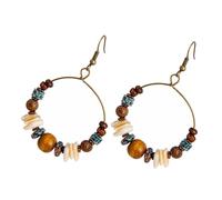 UKCOCO Pendientes De Aro Cuentas Bohemios Vintage Bisutería Para Mujer Estilo Artesanal Acabado Antiguo Ganchos Clásicos Uso Diario