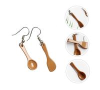 UKCOCO Pendientes Forma De Espátula De Alambre Hechos a Mano, Gancho Para Oreja, Accesorios Divertidos Para Fiesta, Banquetes y Uso Diario, Color Café, Tamaño Mini