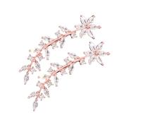 UKCOCO Pendientes Trepadores de Hoja para Mujer 1 Par Diseño Floral con Cristales Color Rosa Dorado Joyería Elegante para Novia y Damas de Honor Accesorios de Moda para Uso Diario