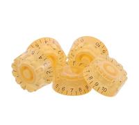 UKCOCO Perillas de Volumen para Guitarra Eléctrica, Juego de 5 Piezas de Plástico Amarillo Claro Letras Negras, Perillas de Potenciómetro Rotatorio en Forma de Engranaje, Repuestos