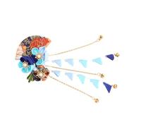 UKCOCO Pinza Japonesa Cabello Estilo Tradicional Borla Larga, Ligera y Decorativa, Adecuado para Trabajo y Vida Diaria en Color Azul Tejido Varios estilos