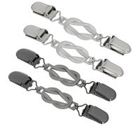 UKCOCO Pinzas para Suéter Vintage para Mujer Set de 4 Clips para Chal y Cardigan en Color Negro y Plata Antigua Broches Multifuncionales para Sujetar Bufandas y Cuellos Accesorios